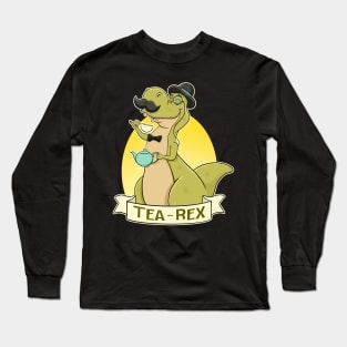 Tea Rex Funny Shirt, Dino Humor- Cute Dinosaur Graphic Vintage Saying Cool Long Sleeve T-Shirt